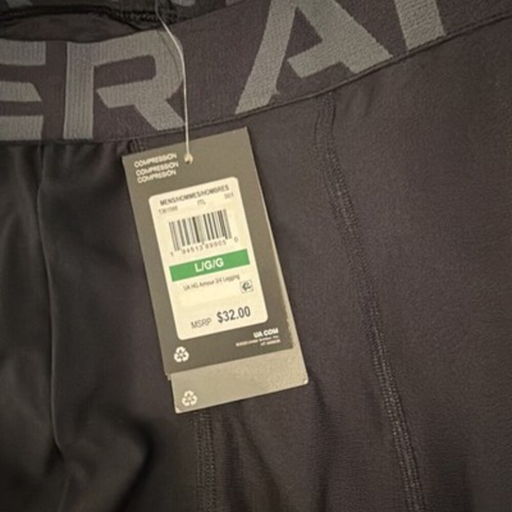 Under Armour Men's Heatgear 3/4 Legging Compression Pants Black Large #166 - Picture 4 of 7